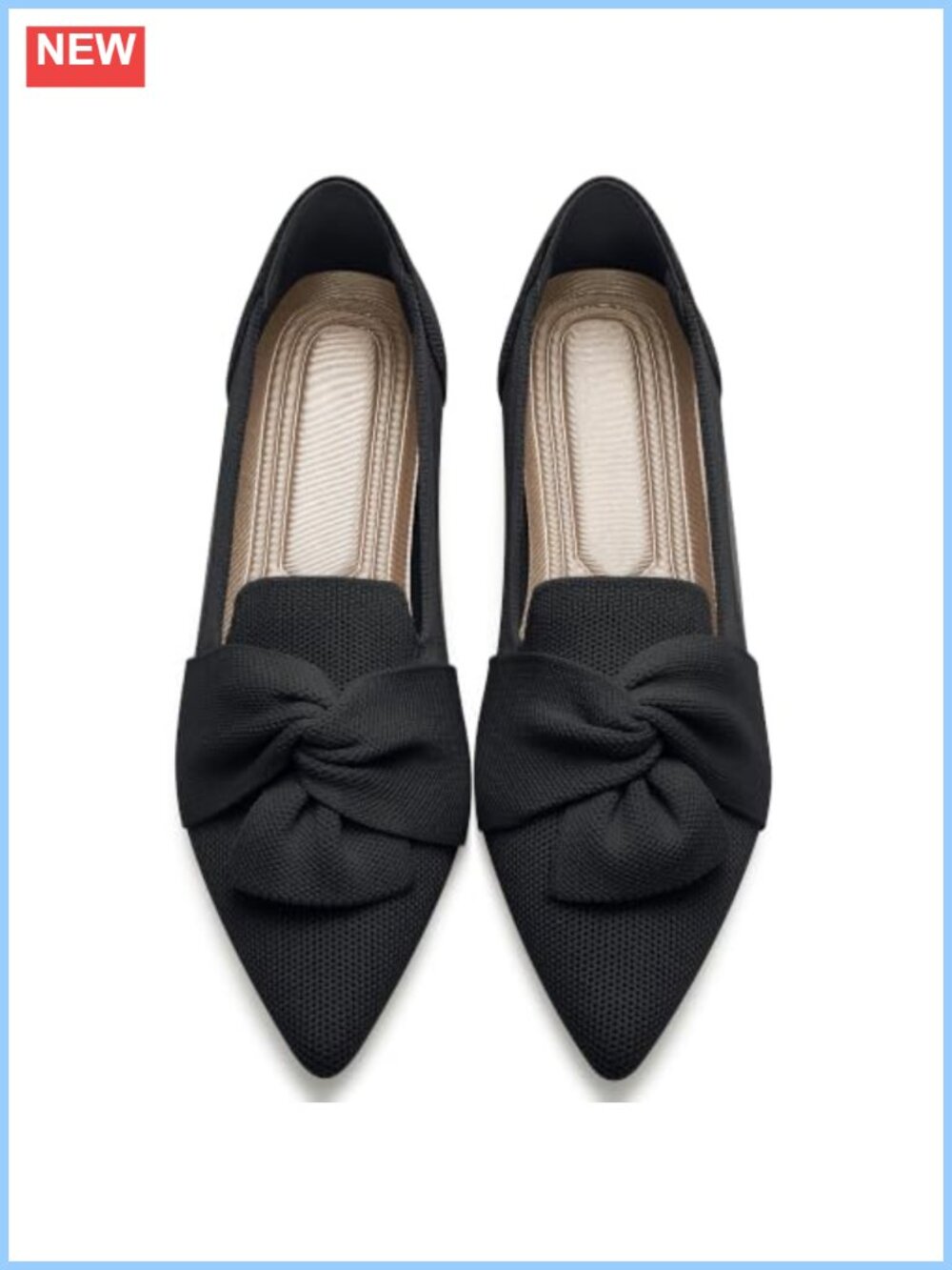 Dressy Ballet Flats Lightweight Pointed Toe Breathable Knit Slip-On